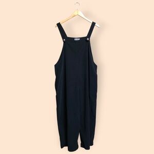 SAGA Italy Black Corduroy Velour Overalls Jumpsuit Cropped Wide Leg Women’s OS